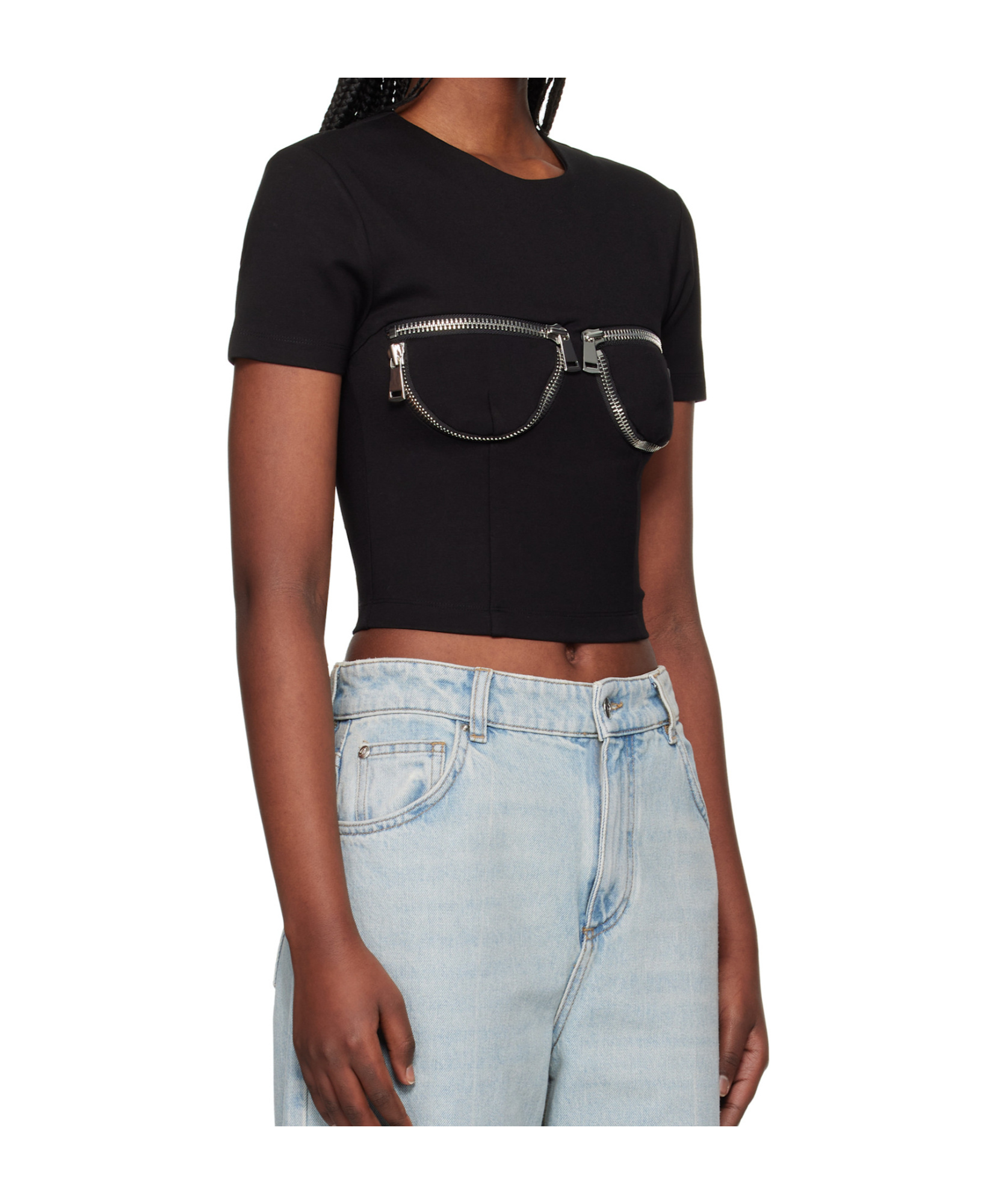 Shop Area Zip-detail T-shirt In Black