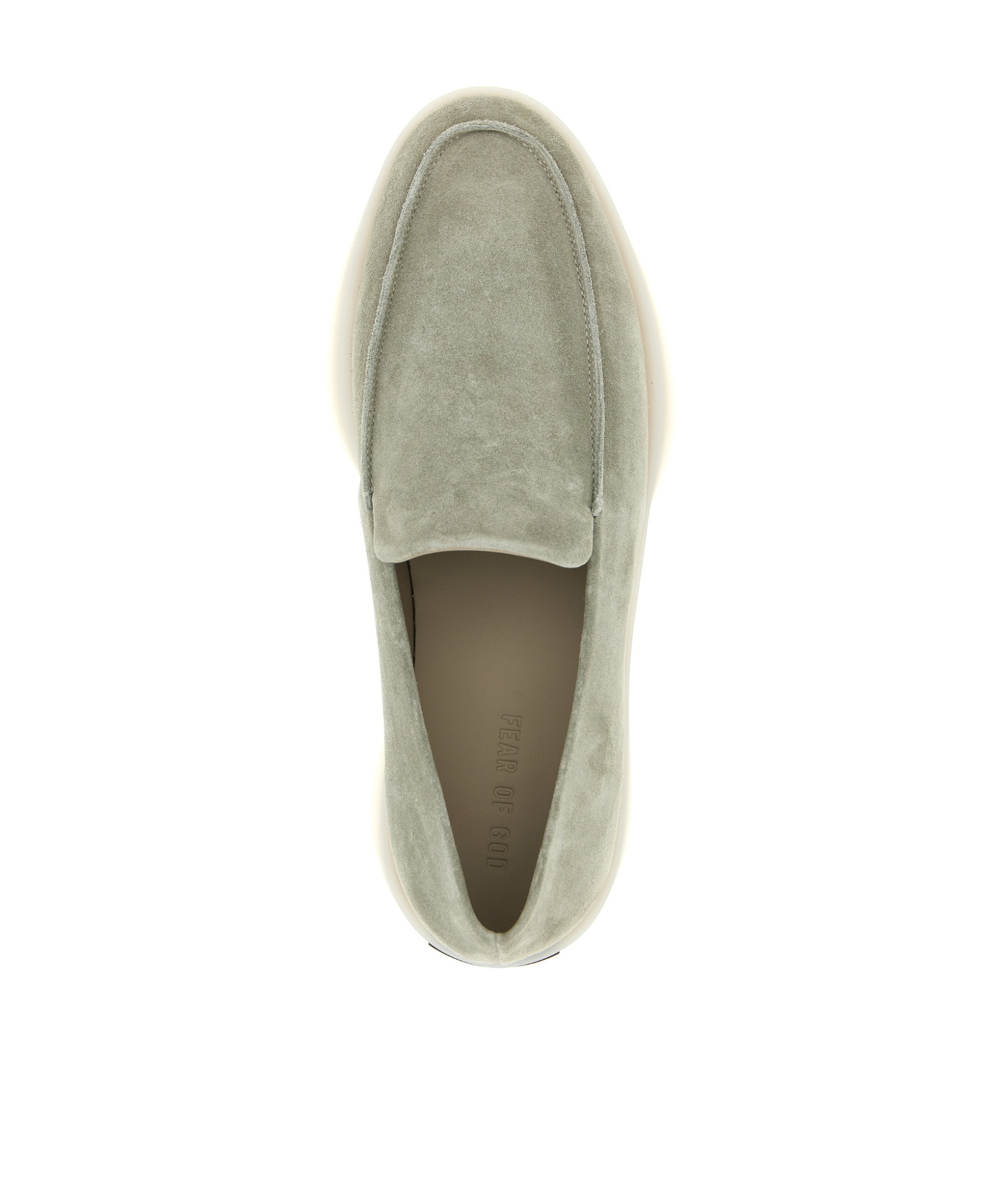 Fear Of God Suede Round Toe Loafers With Rubber Sole In Metallic