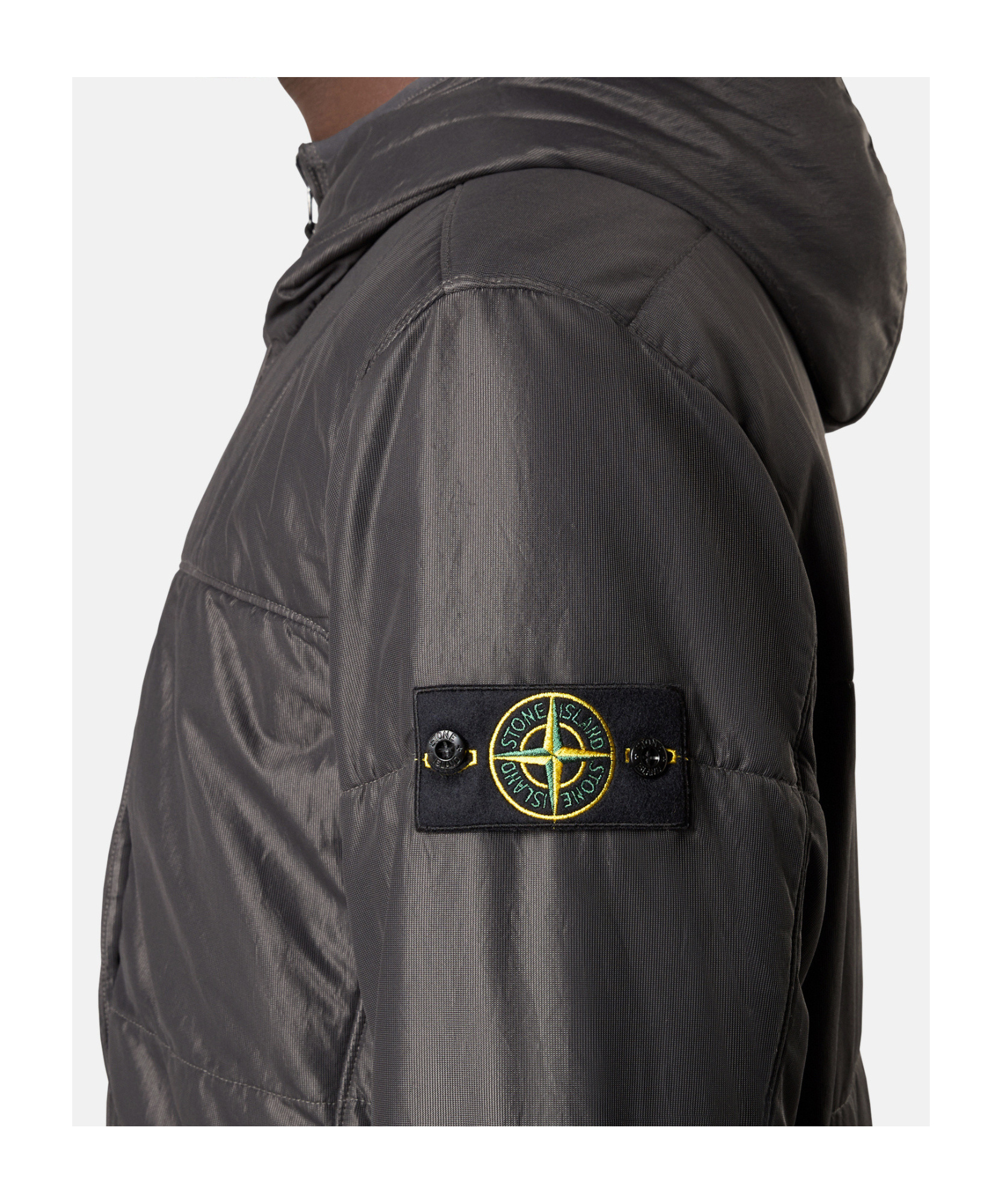 Stone Island Double-sided Quilted Hooded Drop Resistance Jacket In Charcoal-grey