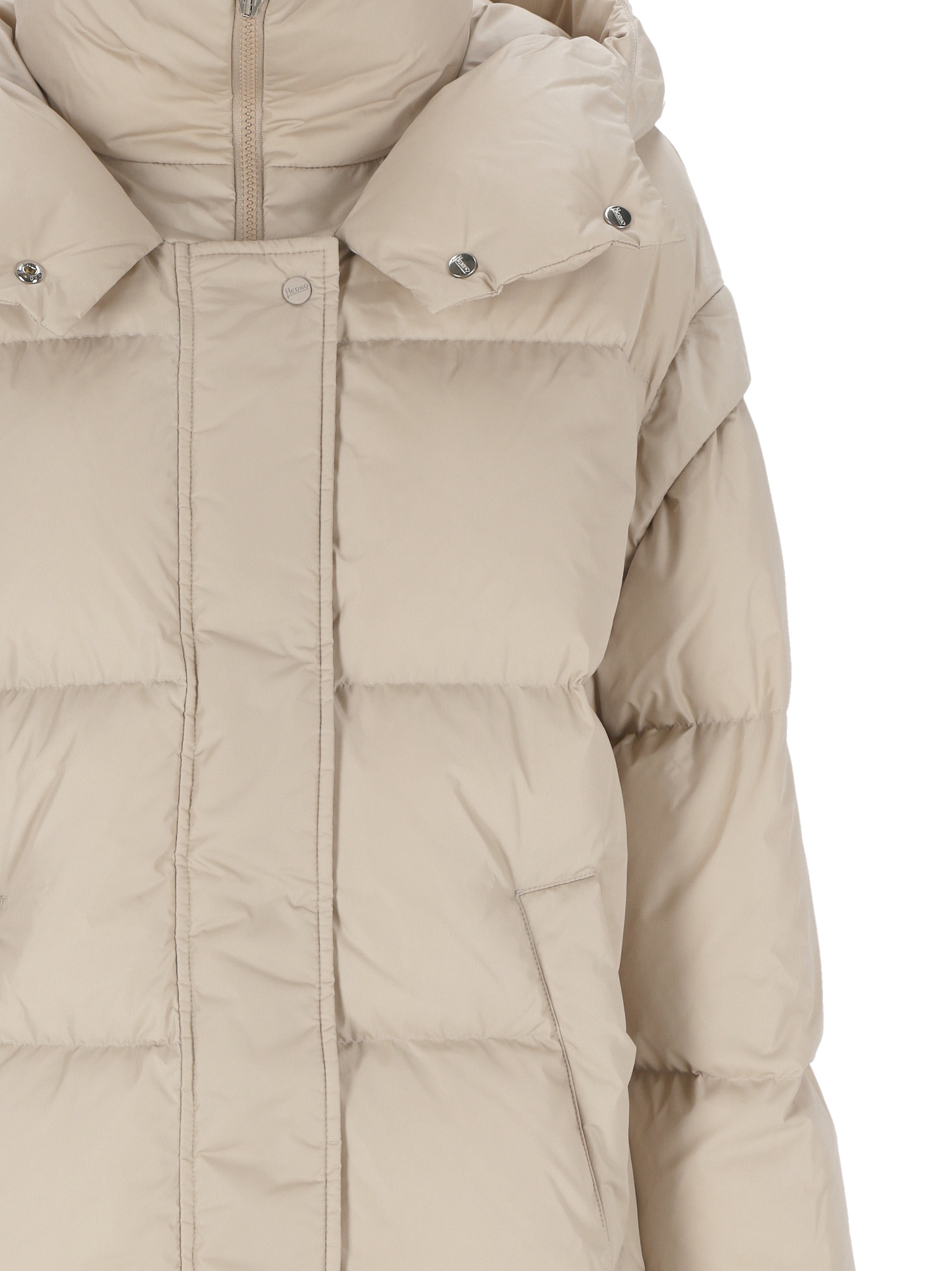 Herno Quilted Hooded Coat In Nude