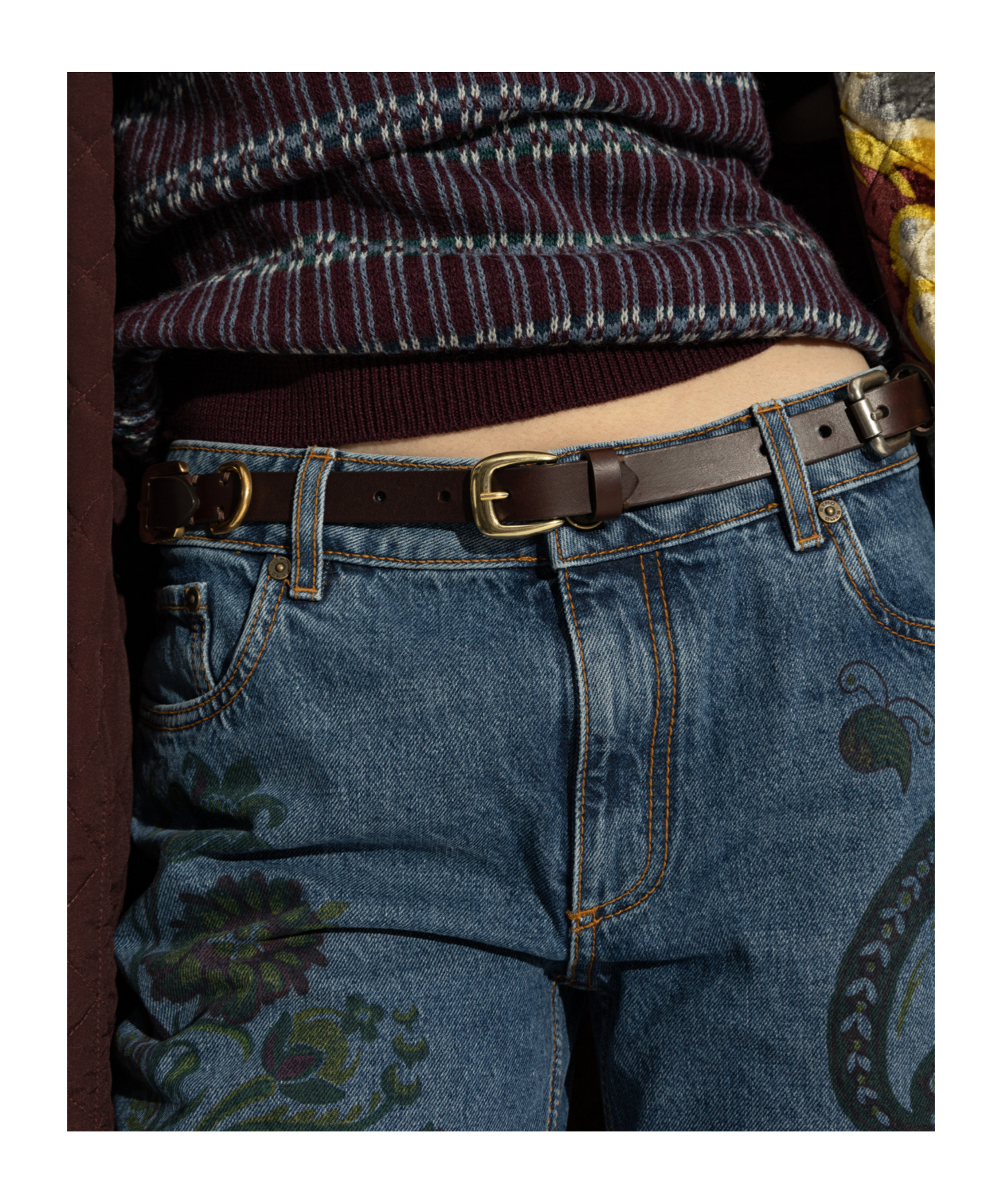 Etro Leather Belt With Buckles In Brown