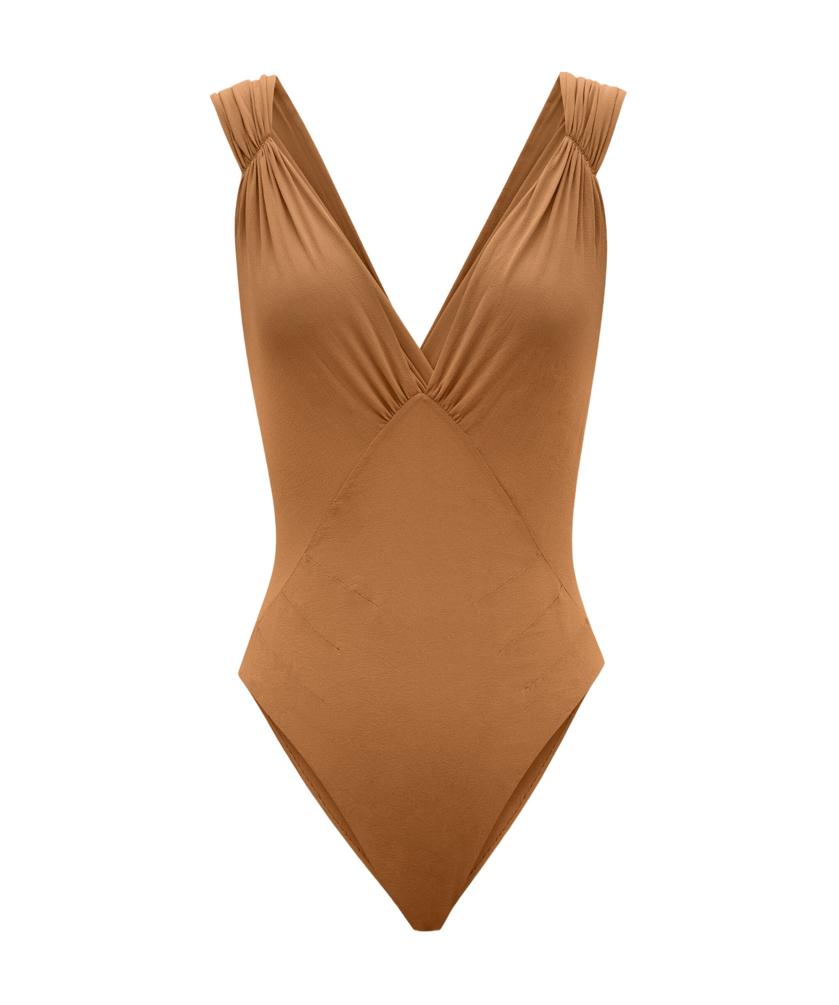 Saint Laurent Brown Silk-blend Crossover Bodysuit In Brown