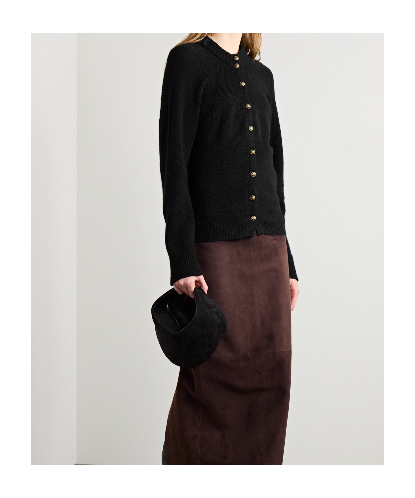 Khaite Brieta Merino Wool Blend Cardigan In Black