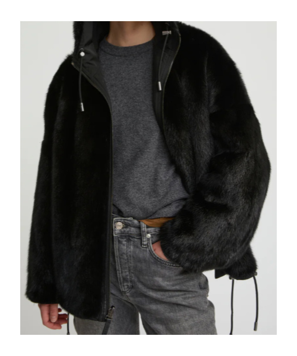 Yves Salomon Short Reversible Parka In Black