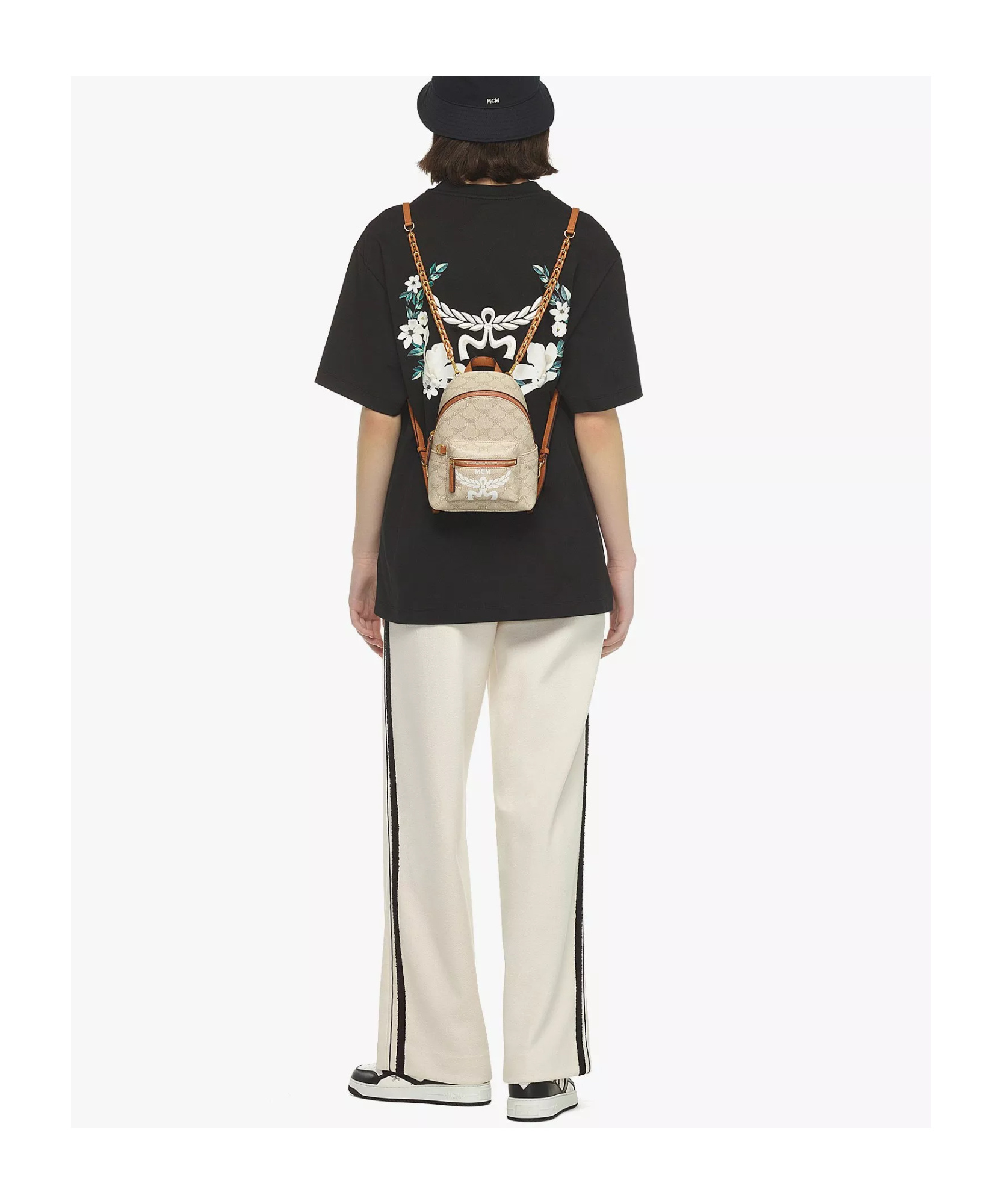 Mcm X-mini Stark Bebe Boo Lauretos Backpack In Nude