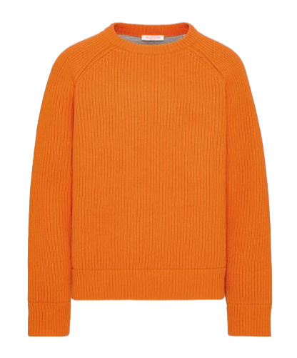Valentino Wool Crewneck Jumper In Orange
