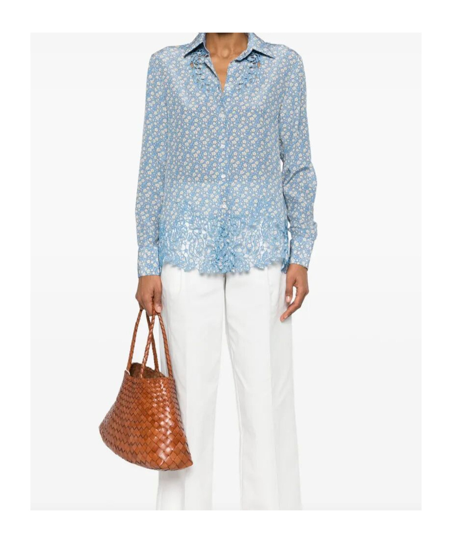 Ermanno Scervino Floral-print Shirt In Blue