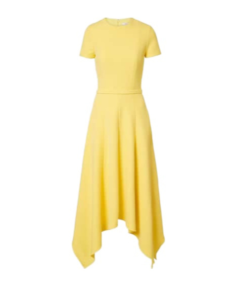 Safiyaa London Okimi Asymmetric Crêpe Midi Dress In Yellow