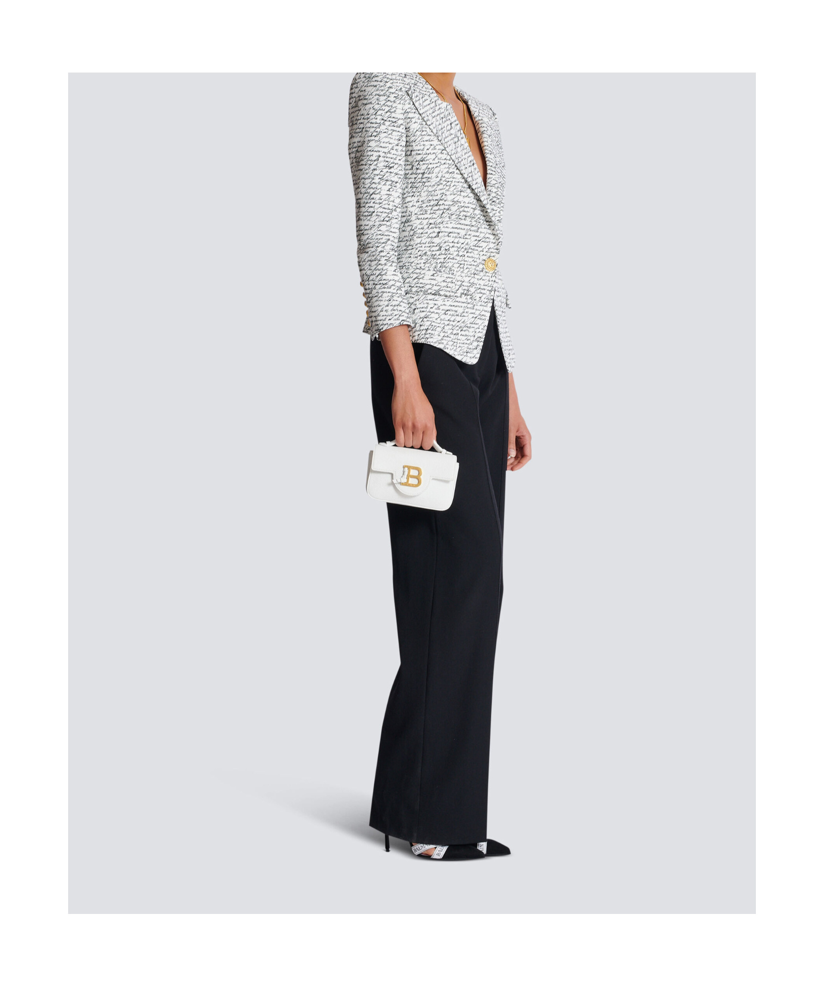Shop Balmain Grained Calfskin B-buzz 17 Mini Bag In White