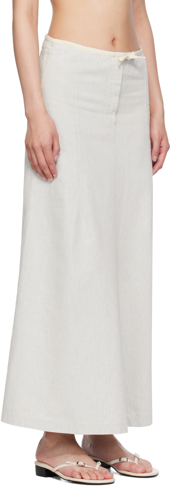 Baserange Off-white & Blue Arthur Denim Maxi Skirt In Gray