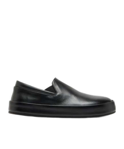 Marsèll Marsell Minimalist Black Calfskin Slip-on Slippers With Rubber Sole In Black