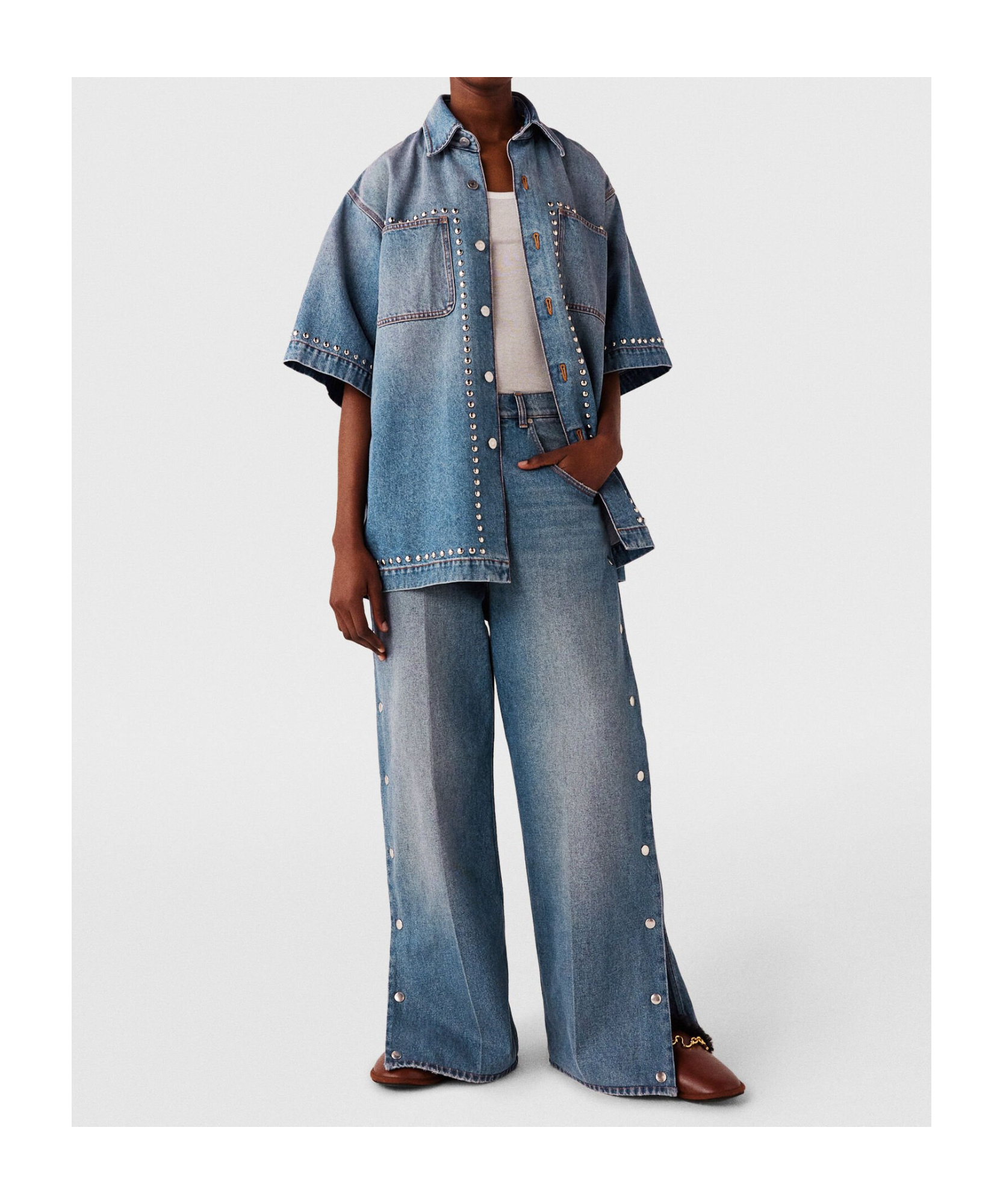 Stella Mccartney Popper-studded Bootcut Denim Jeans In Blue