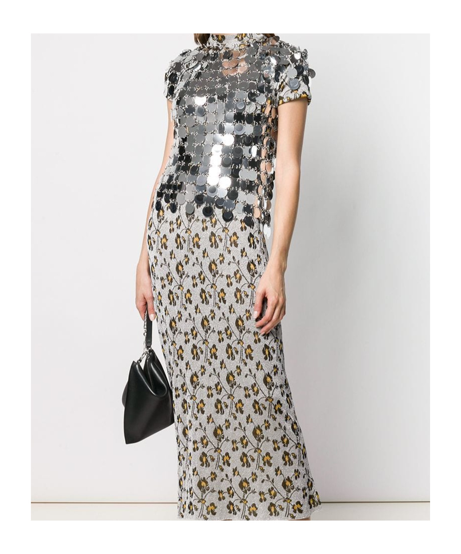Rabanne The Iconic Silver Sparkle Discs Top Silver In Gray