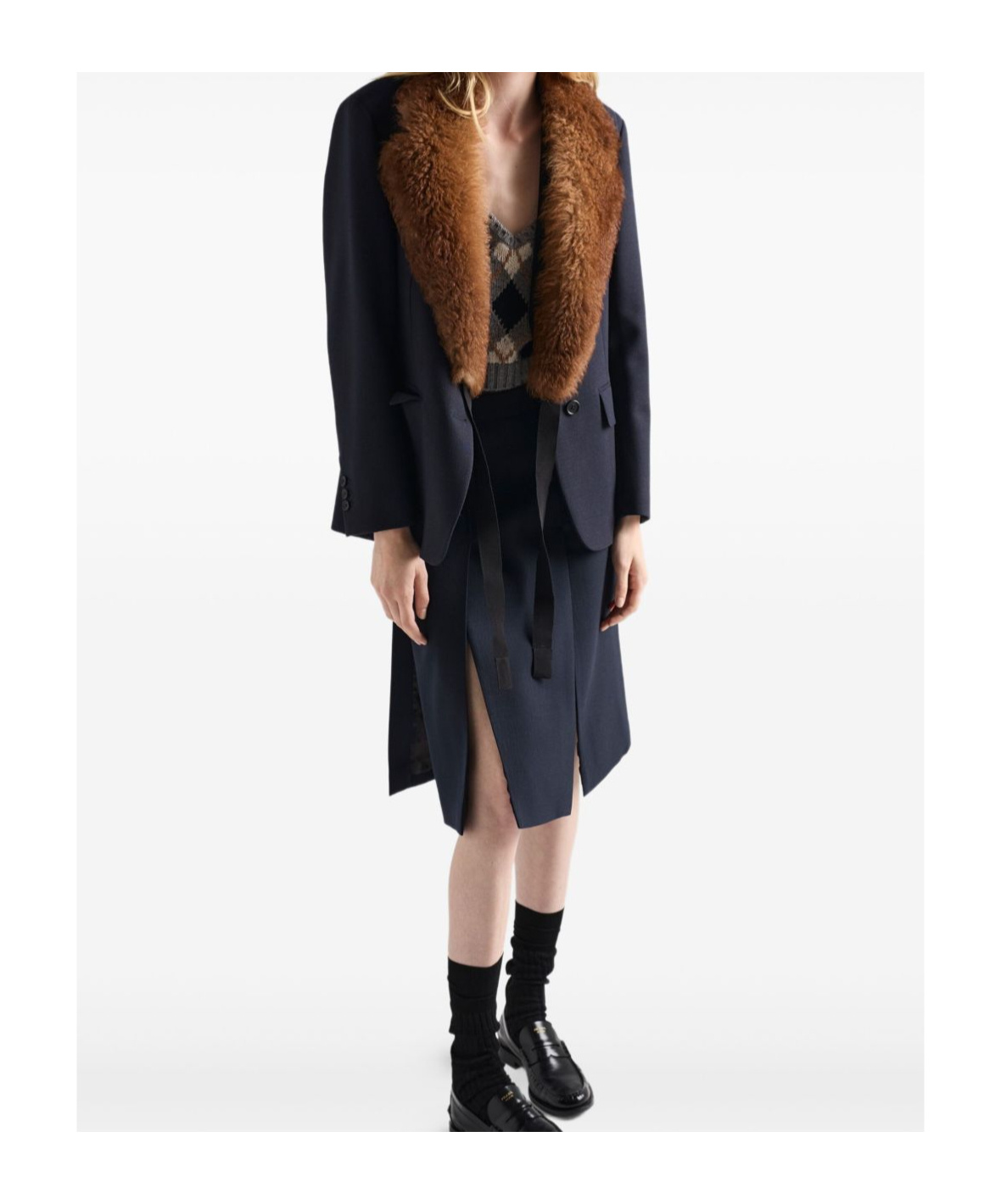 Prada Long-sleeved Suit Jacket In Blue