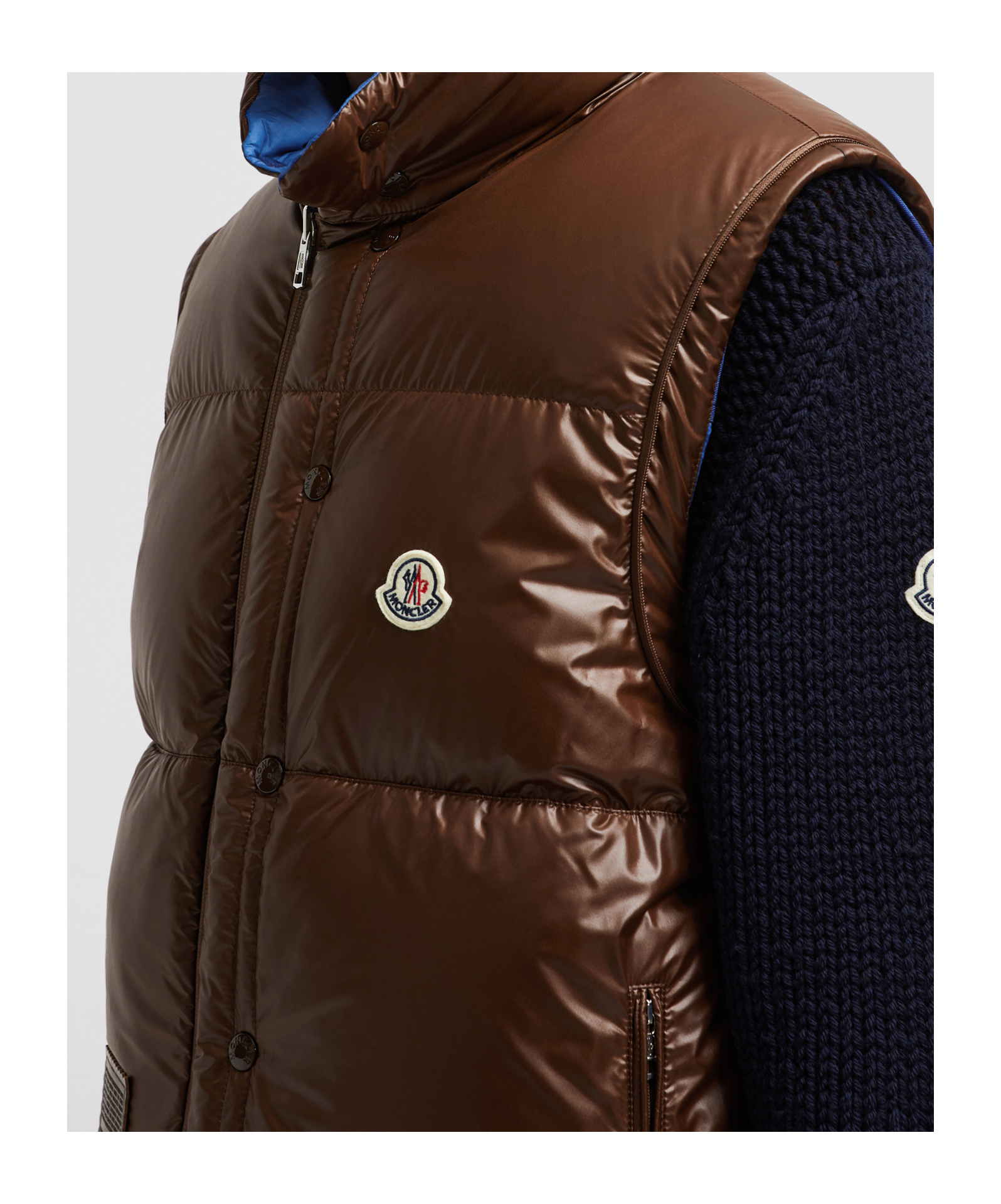 Moncler Verone Reversible Short Down Jacket In Blue