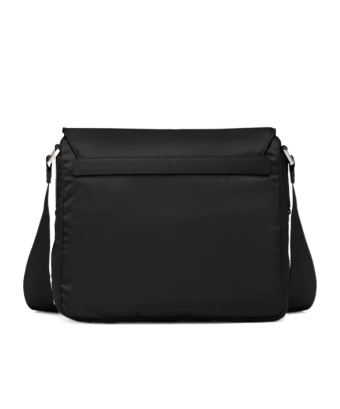 Prada Re-nylon Triangle Logo-plaque Shoulder Bag In Black