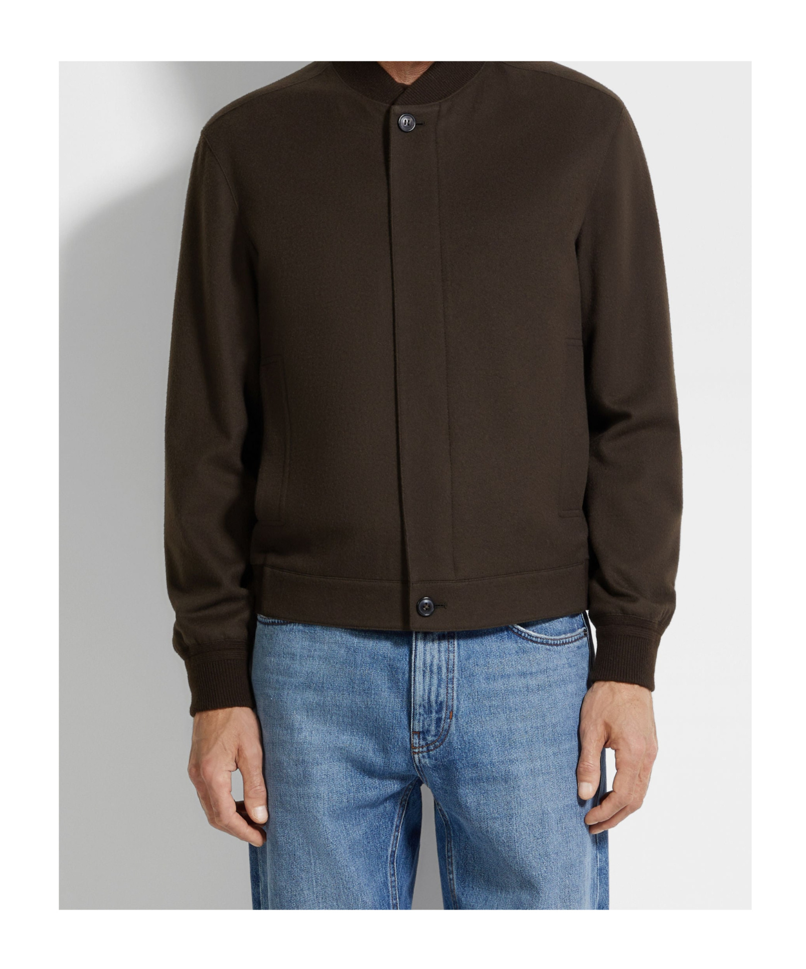Zegna Oasi Cashmere Elements Bomber Jacket In Brown