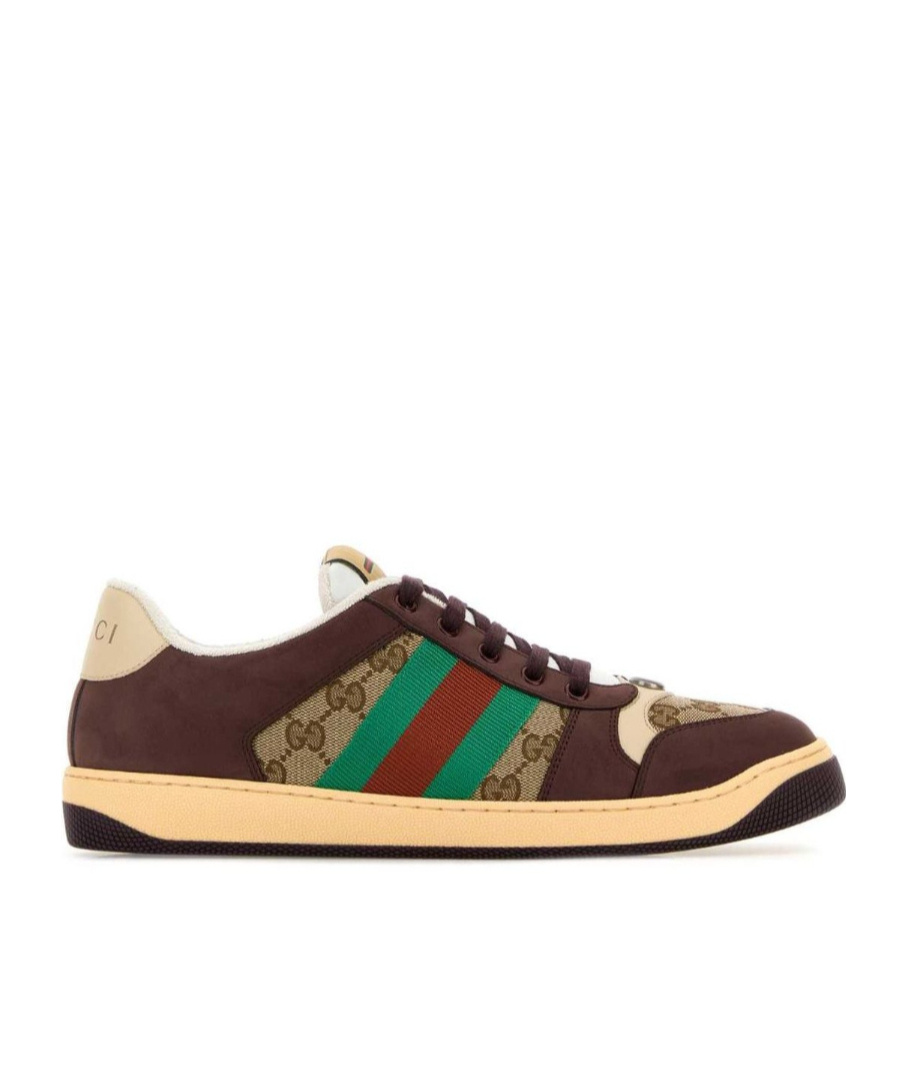 Gucci Men Gg Fabric Leather Sneakers In Multi