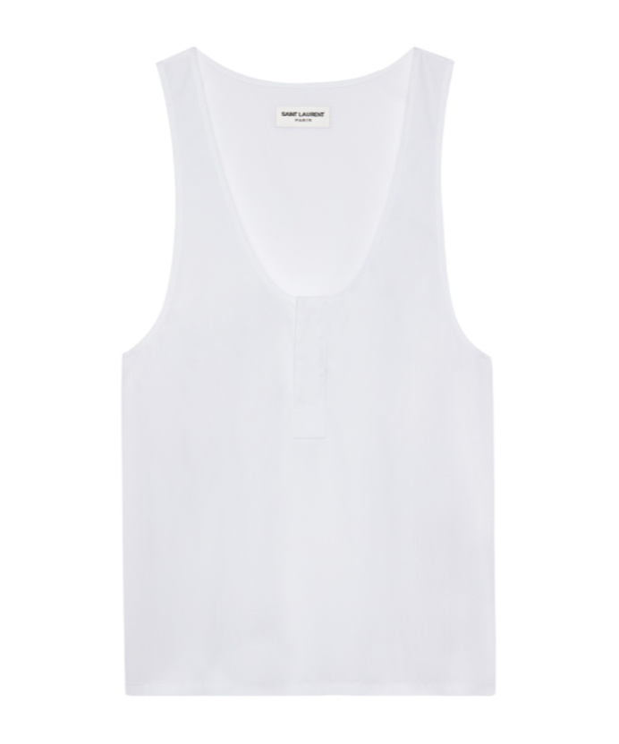 Saint Laurent Poplin Tank Top In White