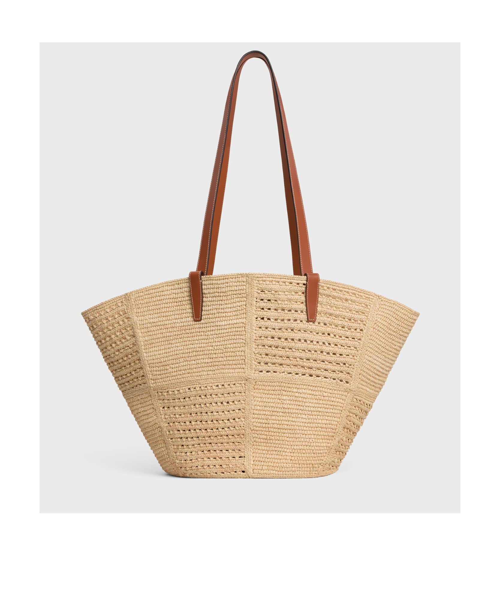 Celine Medium Raffia Patchwork Shoulder Bag In Natural/tan