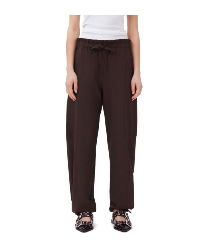 Ganni Elasticated-waistband Trousers In Black