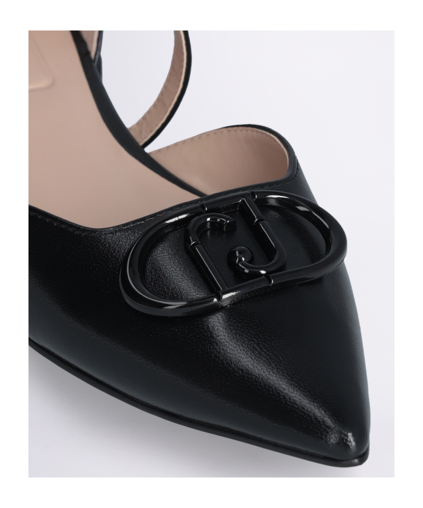 Liu •jo Black Ballet Flats With Maxi-logo In Black