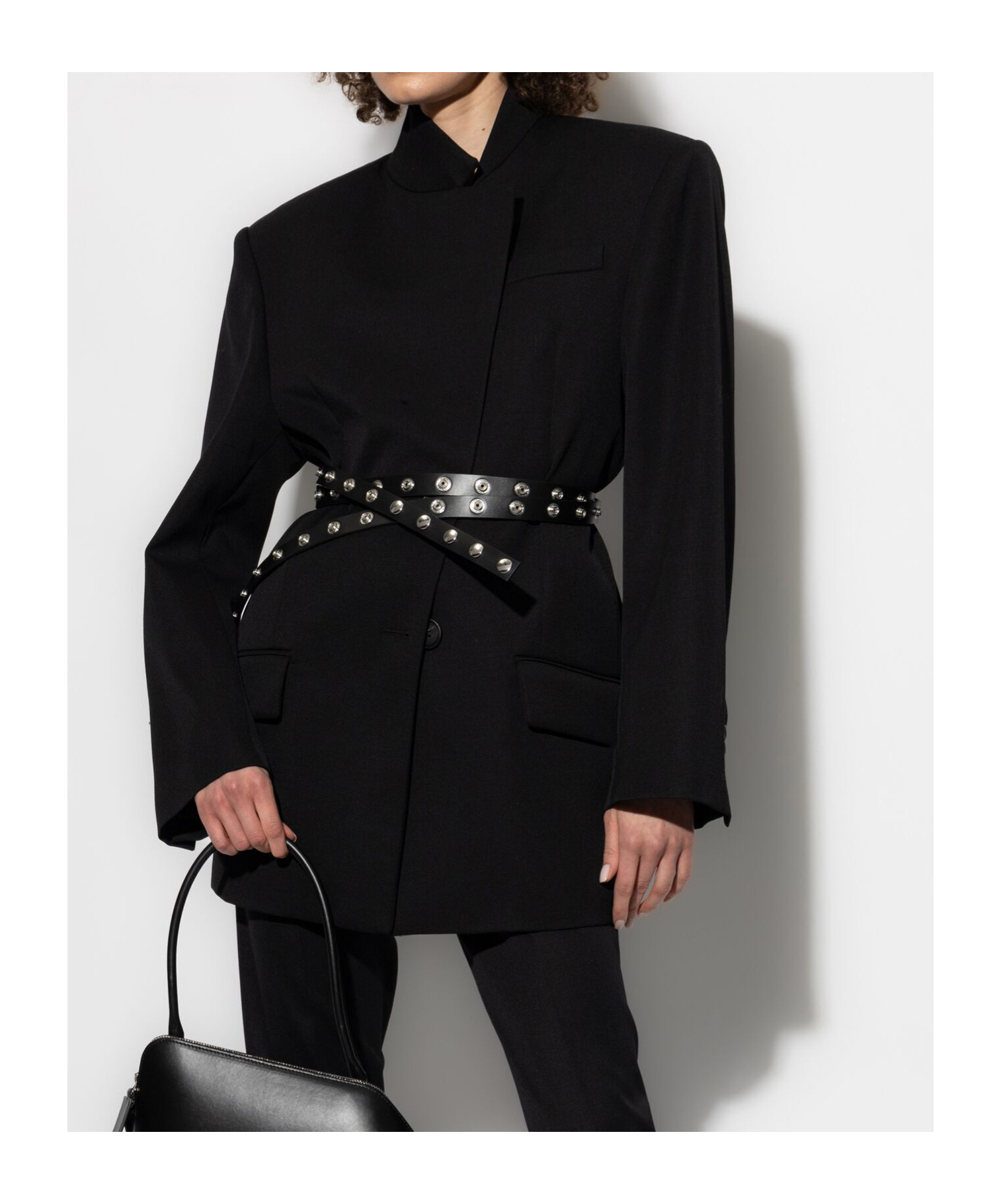 Attico Gabardine Single Breasted Blazer In Black