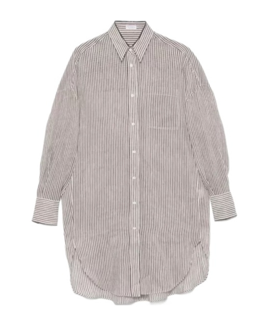 Brunello Cucinelli Langes Hemd Mit Streifen In White