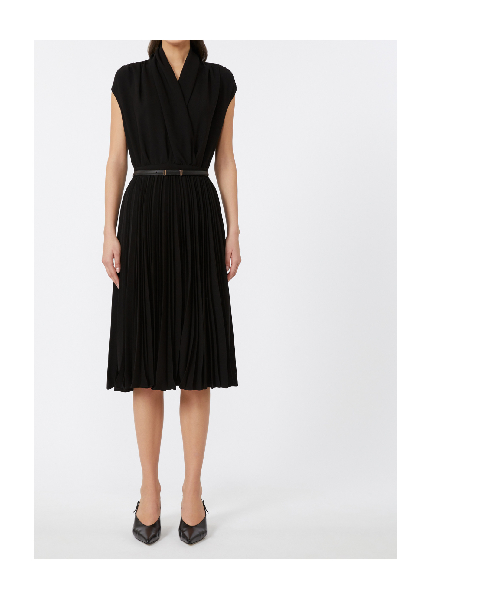 Max Mara Studio Albino Belted Midi Dress In Black