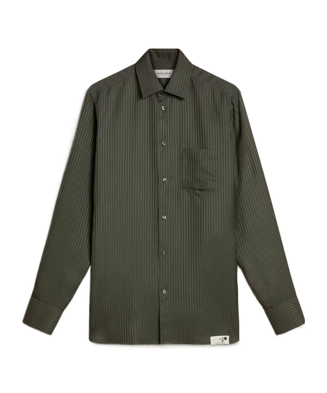 Golden Goose Pinstripe Buttoned-cuff Shirt In Green