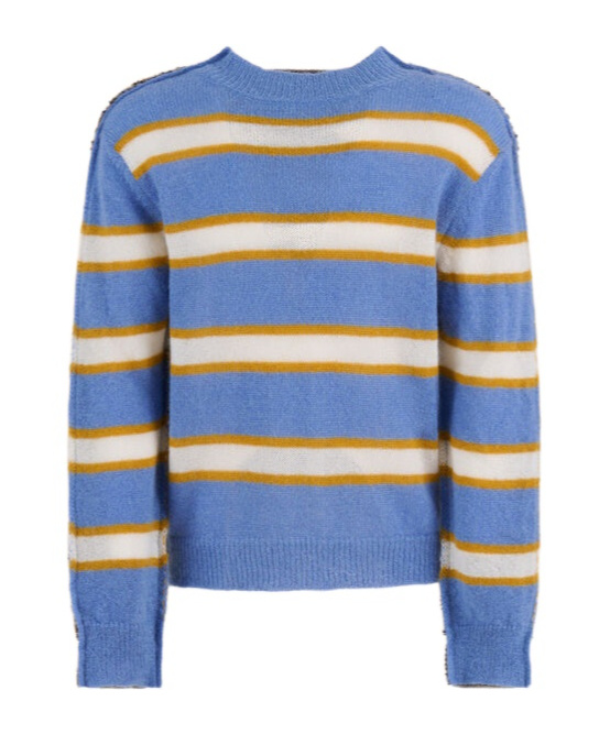 Marni Striped Pattern Round Neck Sweater In Blue