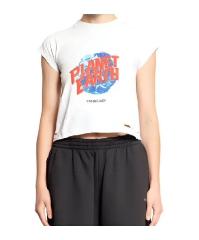 Balenciaga Planet Earth Shrunk T-shirt In White
