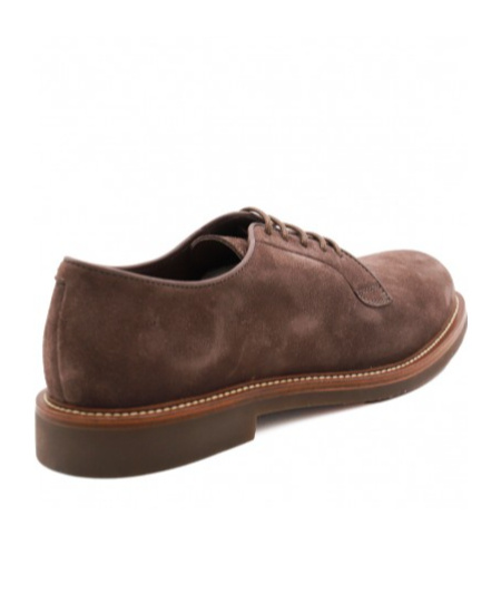 Brunello Cucinelli Brogues With Round Toe And Suede Finish In Burgundy