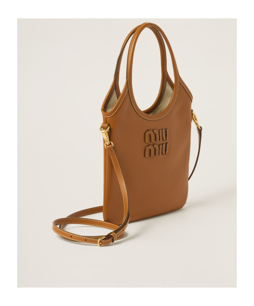 Miu Miu Women Ivy Mini Leather Handbag In Brown