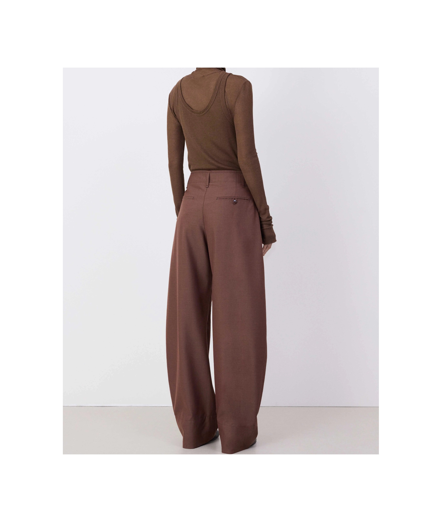 Lemaire Brown Curved Volume Tailored Trousers In Brown