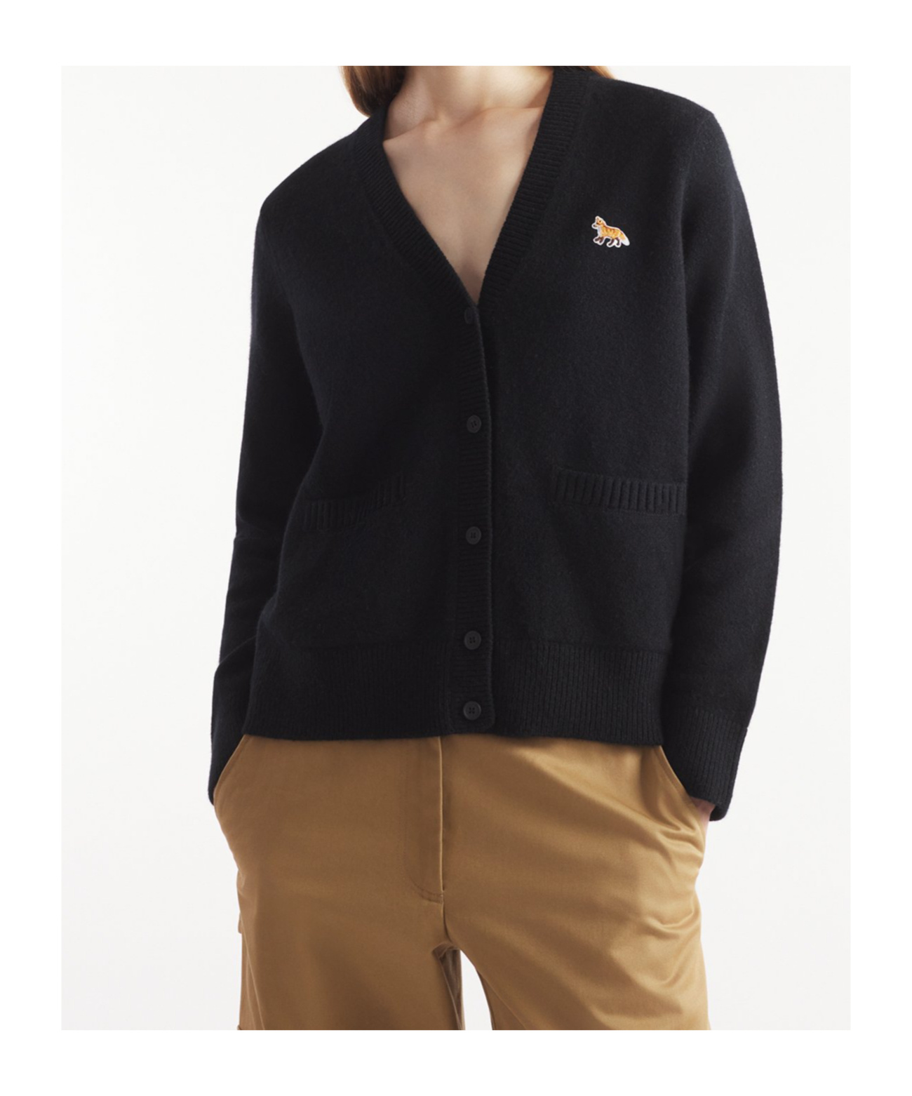 Maison Kitsuné Maison Kitsune 'baby Fox' Cardigan In Black