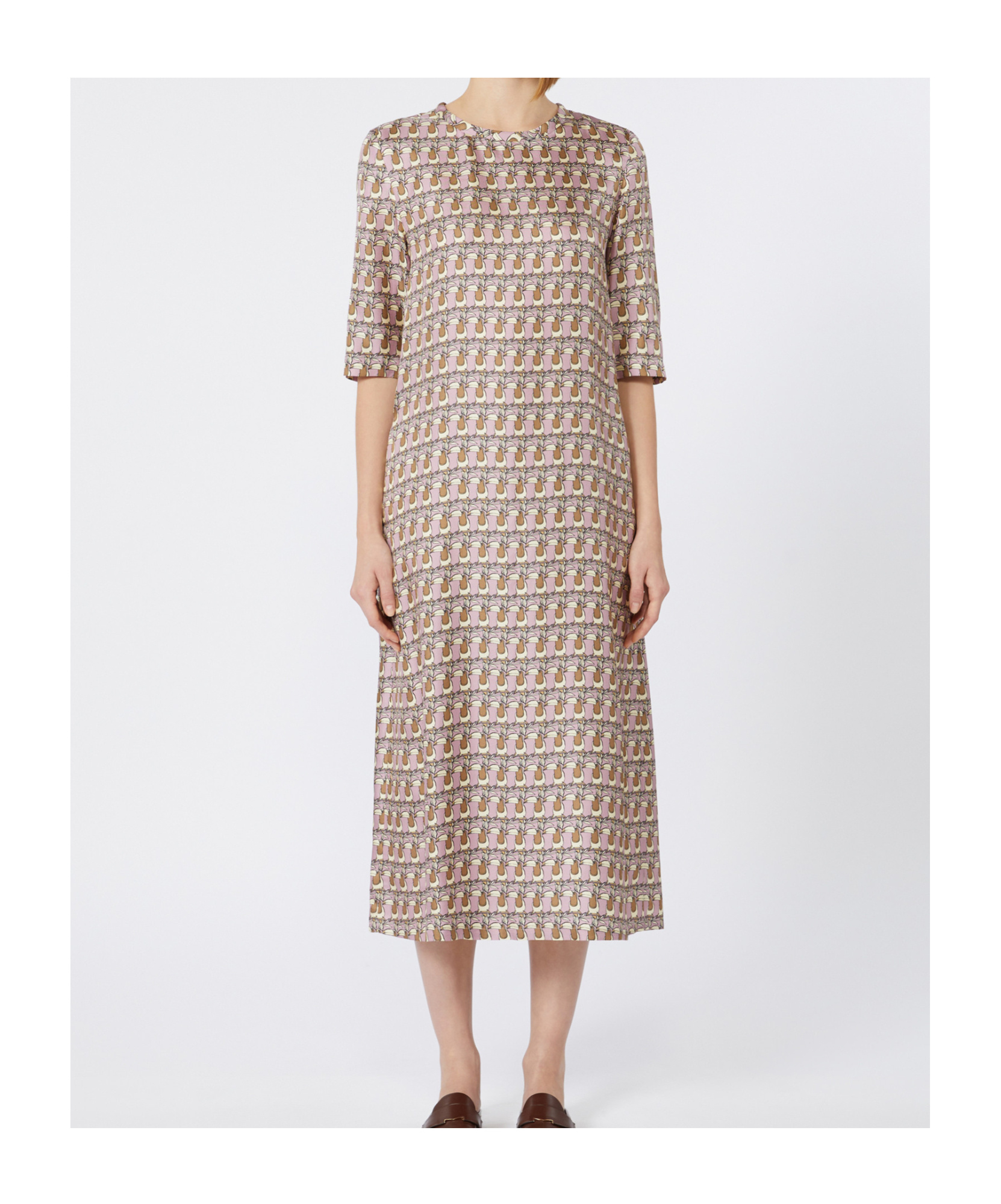 Max Mara Printed Silk Twill Dress In Multi