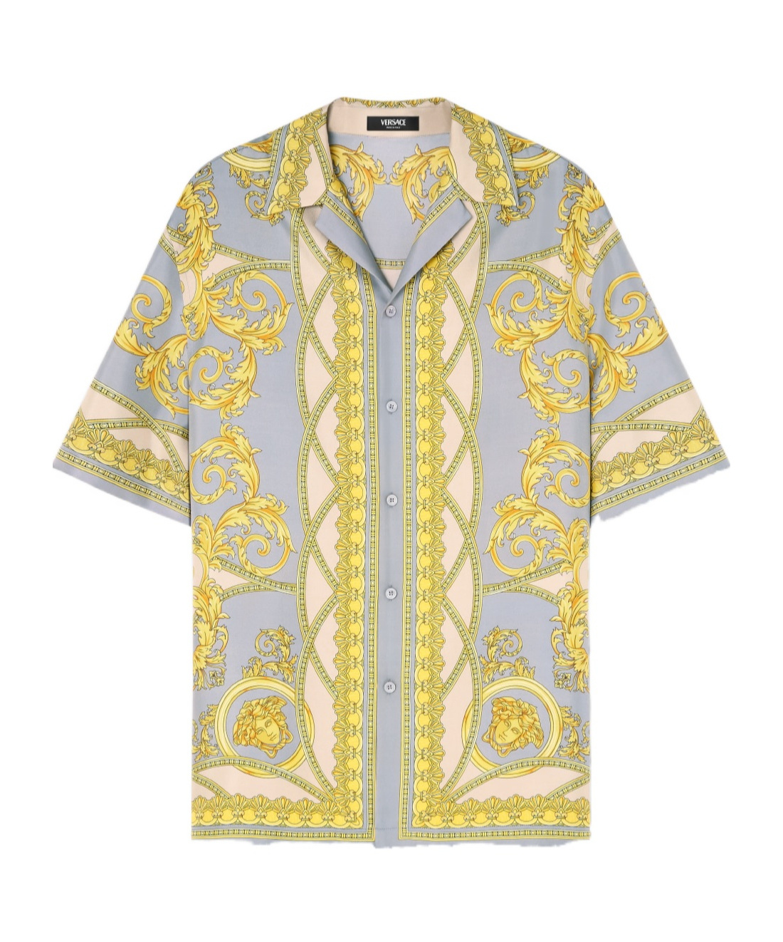 Versace Baroque Coupe Des Dieux Bowling Shirt In Gray