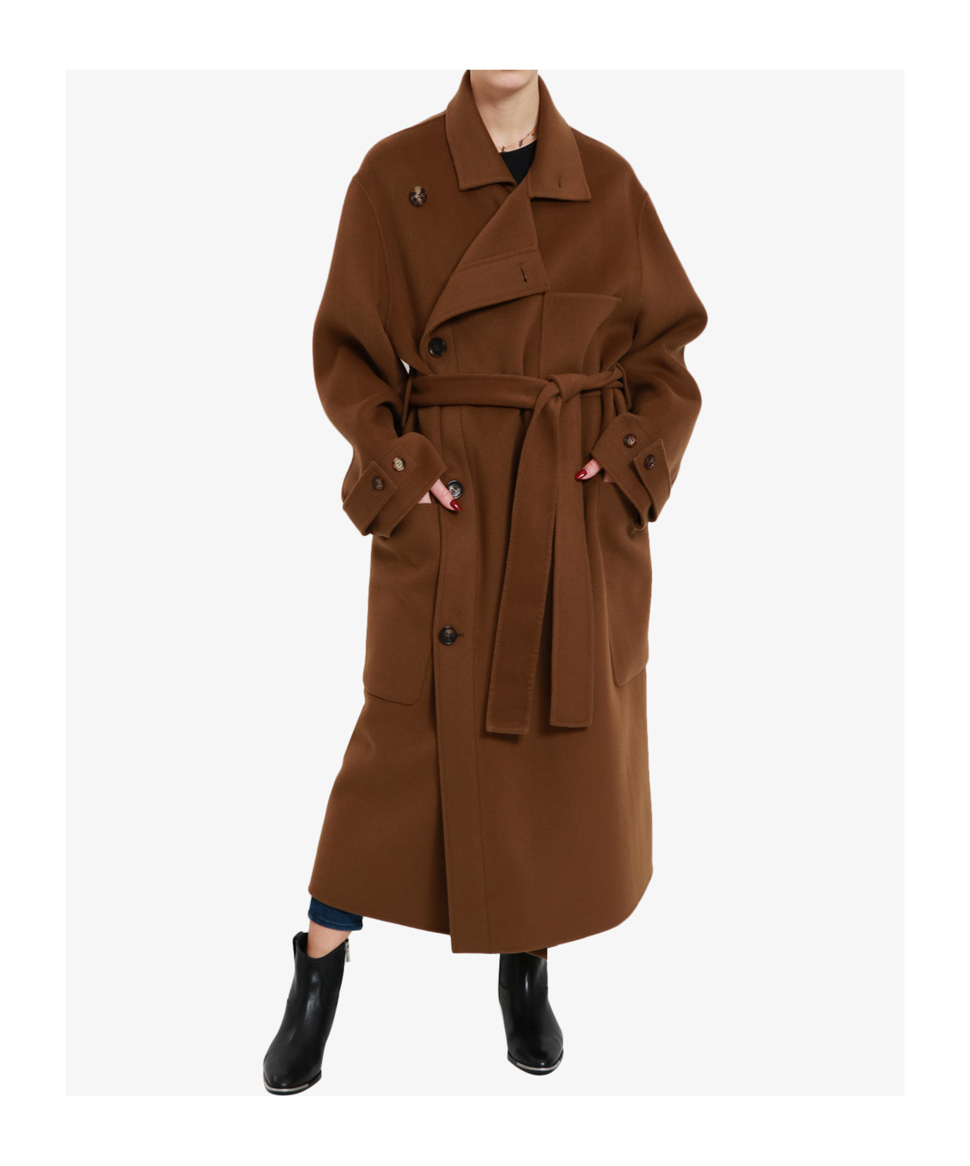 Philosophy Di Lorenzo Serafini Tie-up Long-sleeve Coat In Brown