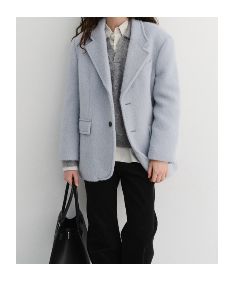 Dunst Unisex Alpaca Blazer Coat In Blue