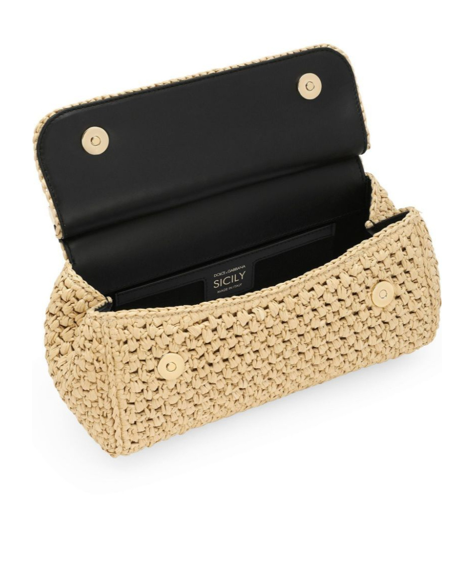 Dolce & Gabbana Elongated Sicily Interwoven Tote Bag In Nude