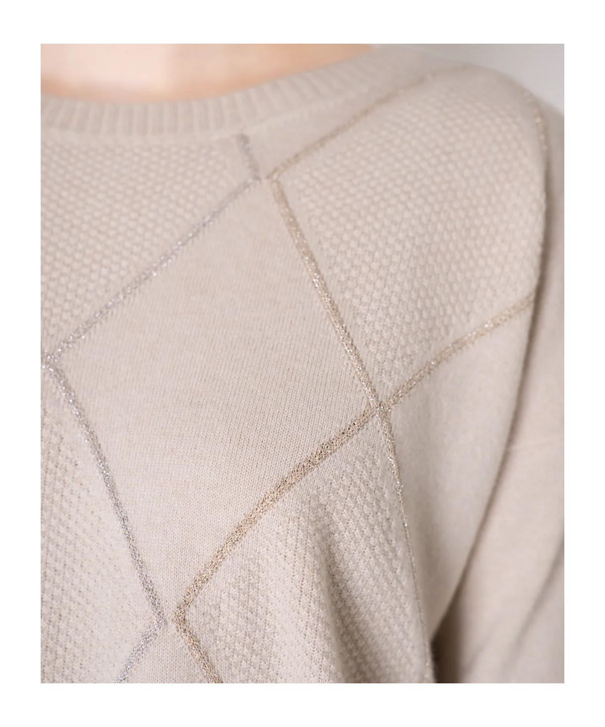 D Exterior Crew Neck Long Sleeve Sweater In Pink