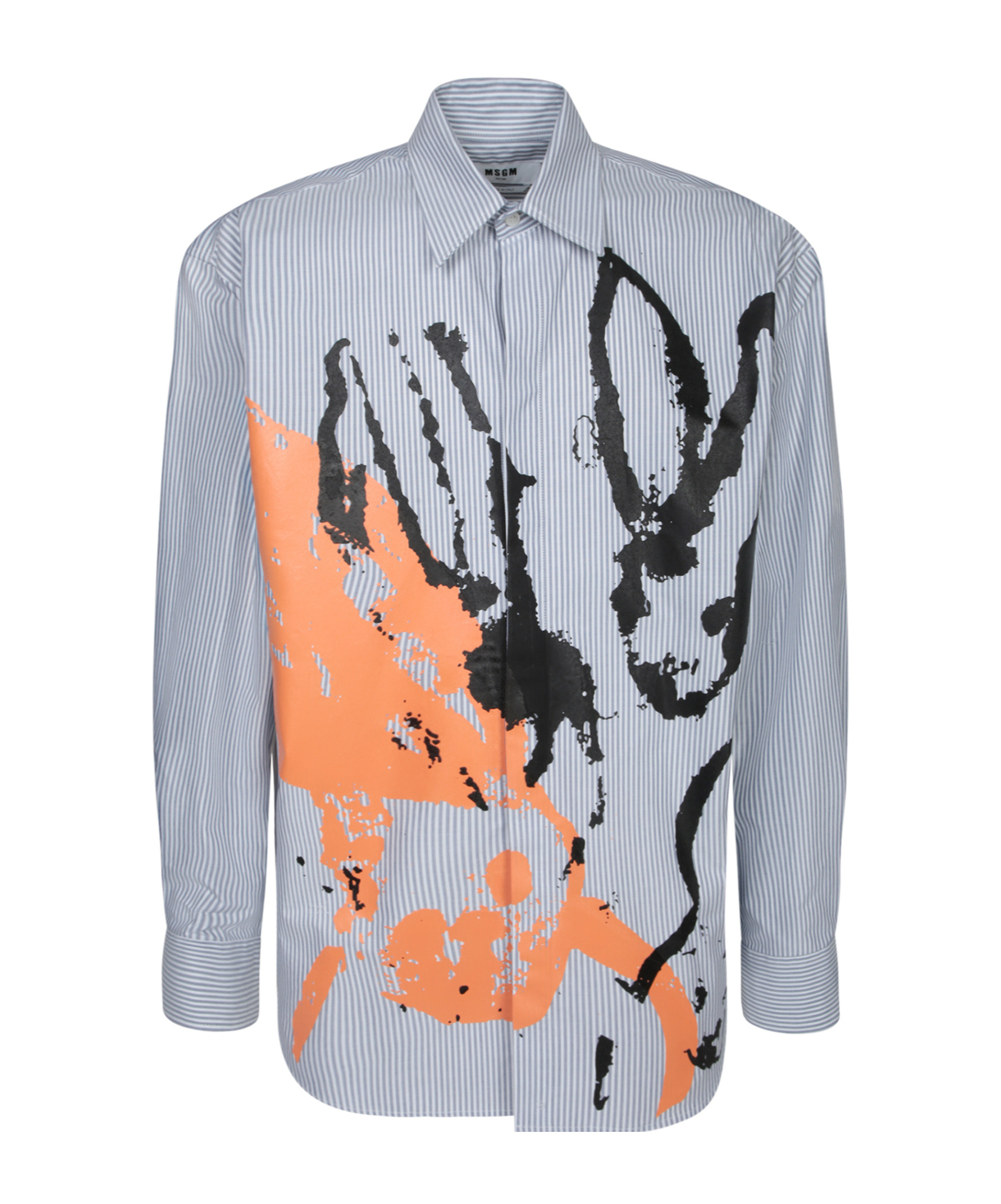 Msgm Long-sleeved Striped Shirt In Blue