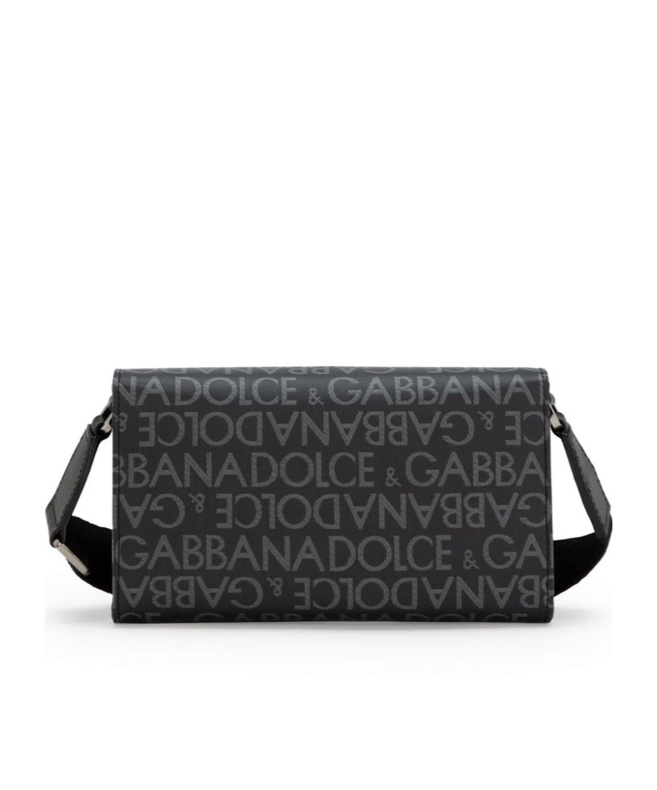 Dolce & Gabbana Dolce Gabbana Logo Jacquard Foldover Top Crossbody Bag In Black