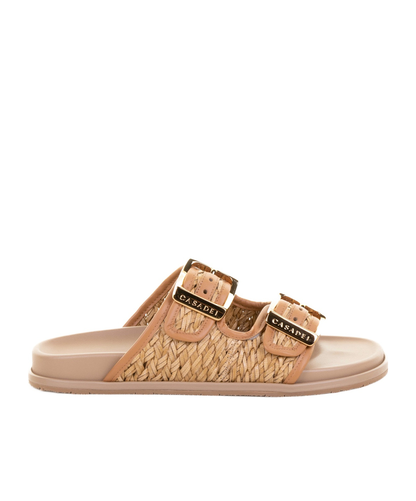 Casadei Birky Woven Double-buckle Sandals In Brown