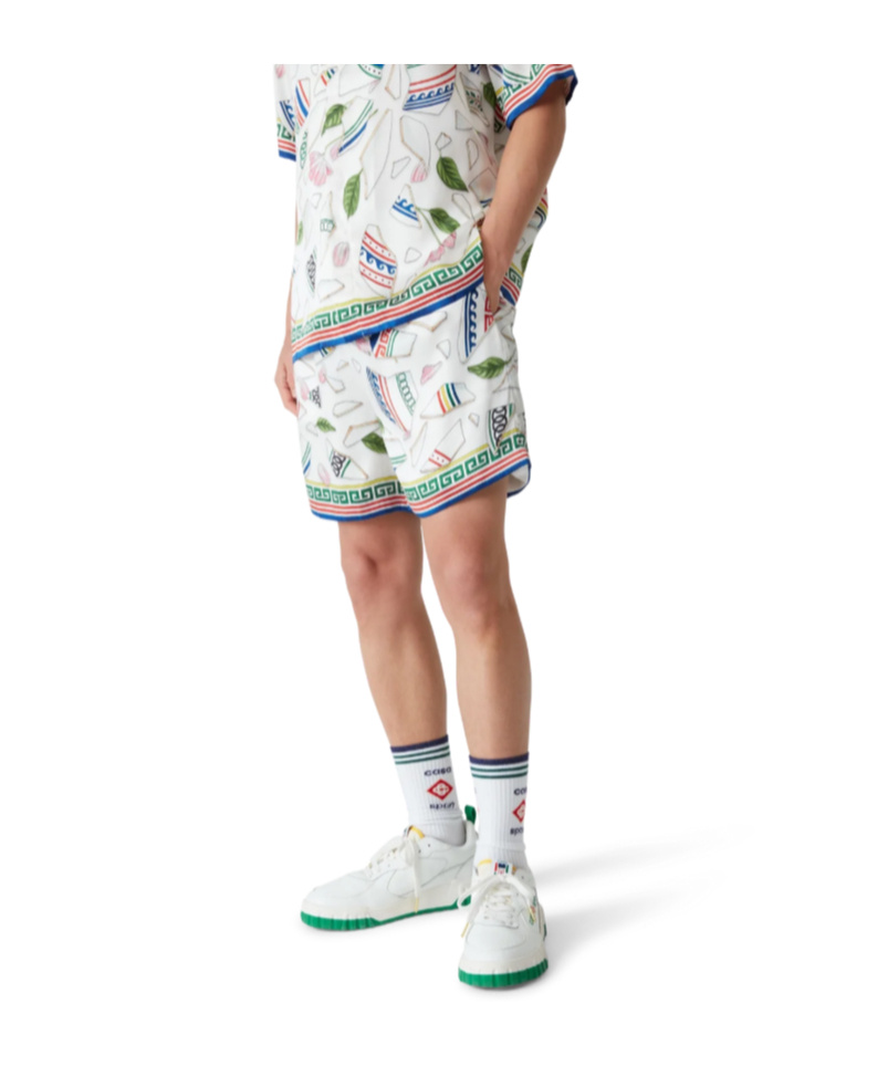 Casablanca Multicolor Pattern Silk Shorts In White