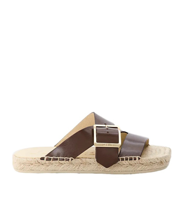 Loewe Petal Leather Crisscross Buckle Espadrille Sandals