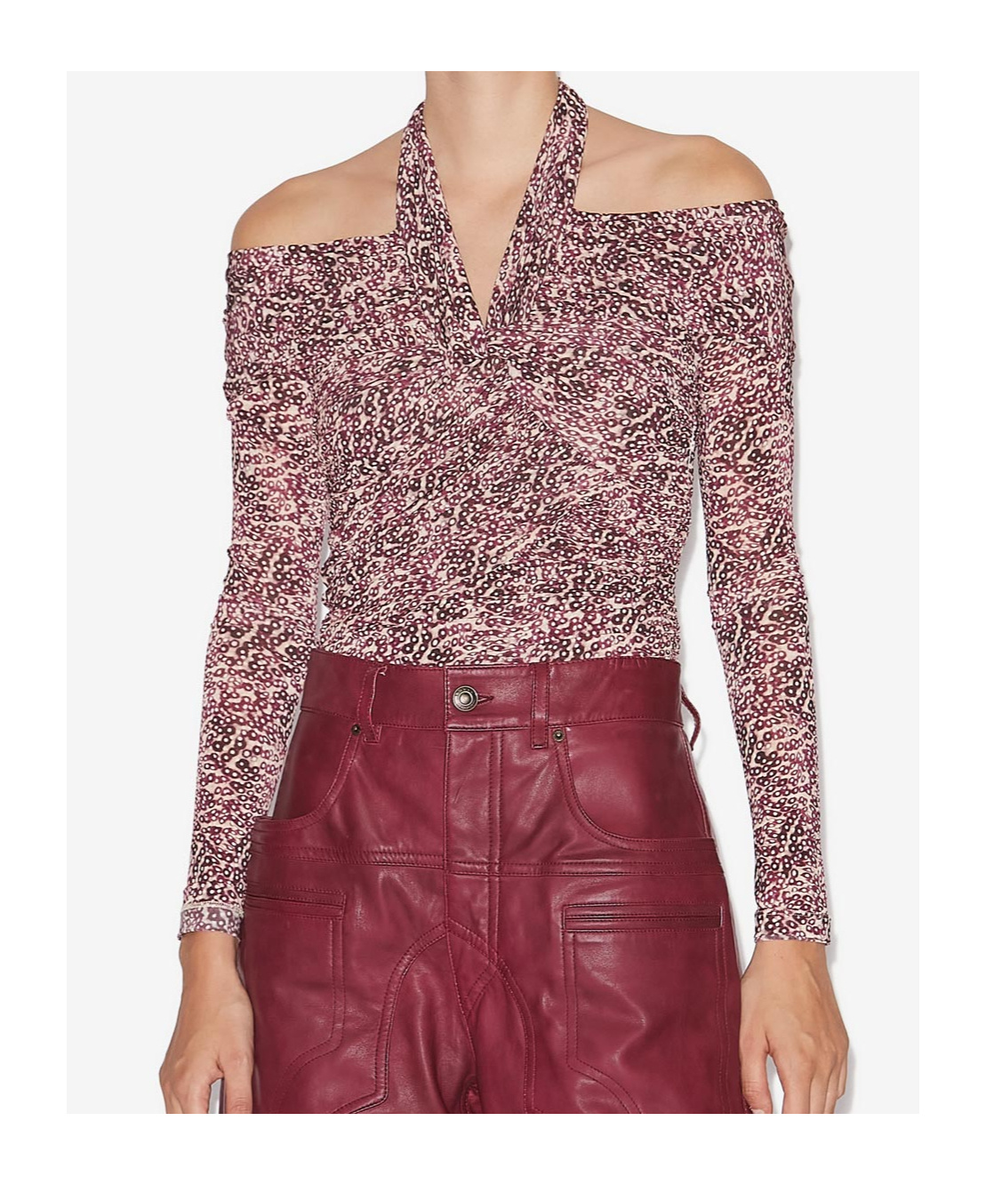 Isabel Marant Vonda Cold-shoulder Draped Top In Red