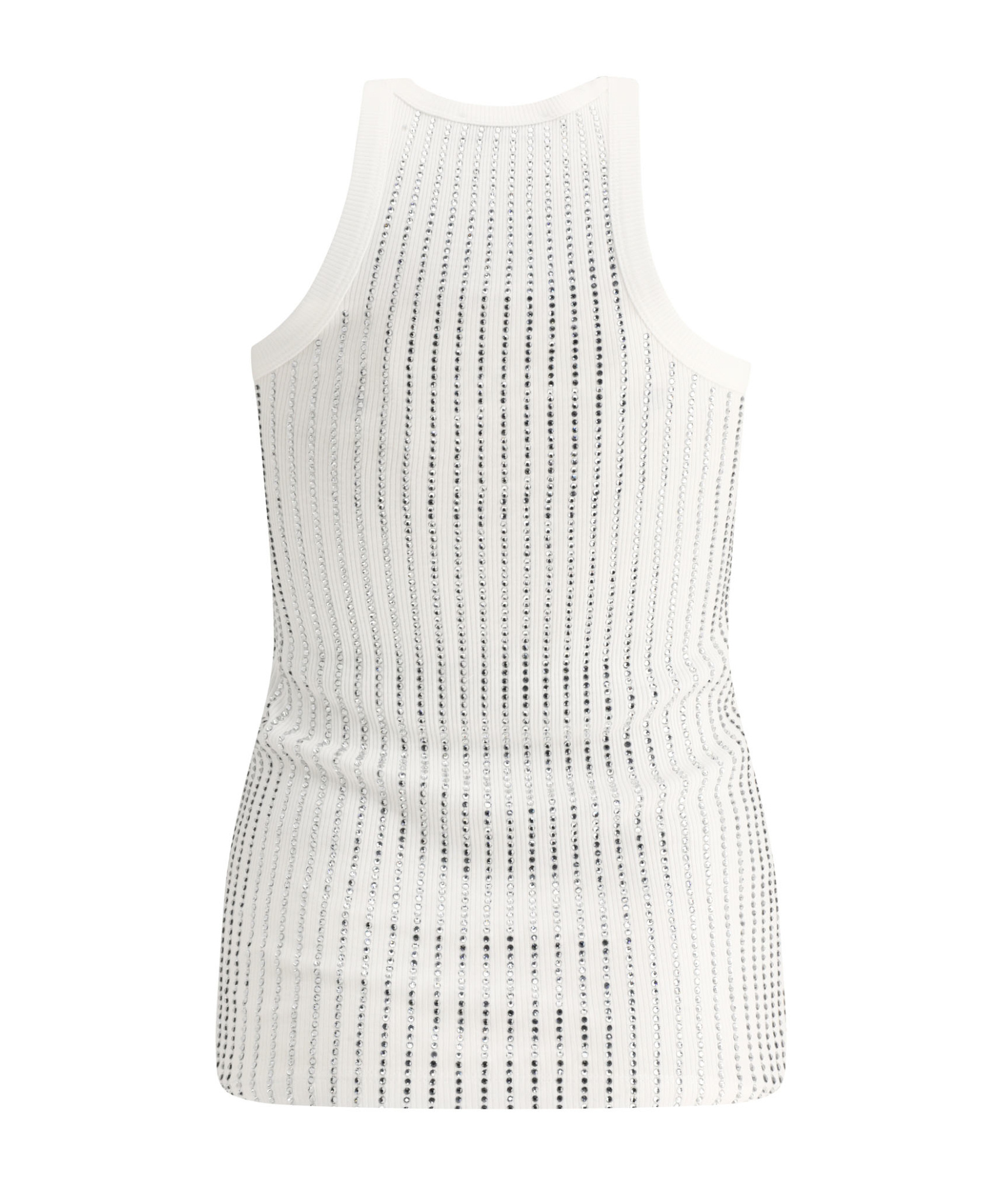 Attico White Tank Top With White Rhinestone In White
