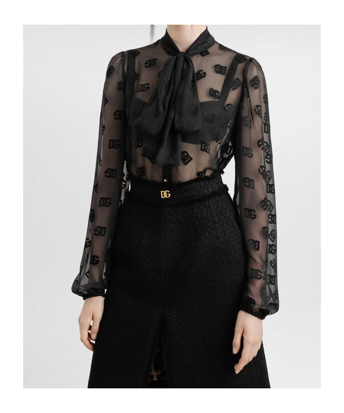 Dolce & Gabbana Logo-jacquard Shirt In Black